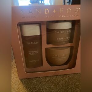 Sand + Fog White Vanilla 3-Pc Set Toning Dry Body Oil, Body Scrub, Body Butter